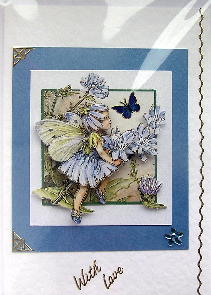 Chicory Fairy Hand-Crafted 3D Decoupage Card - With Love (1450)