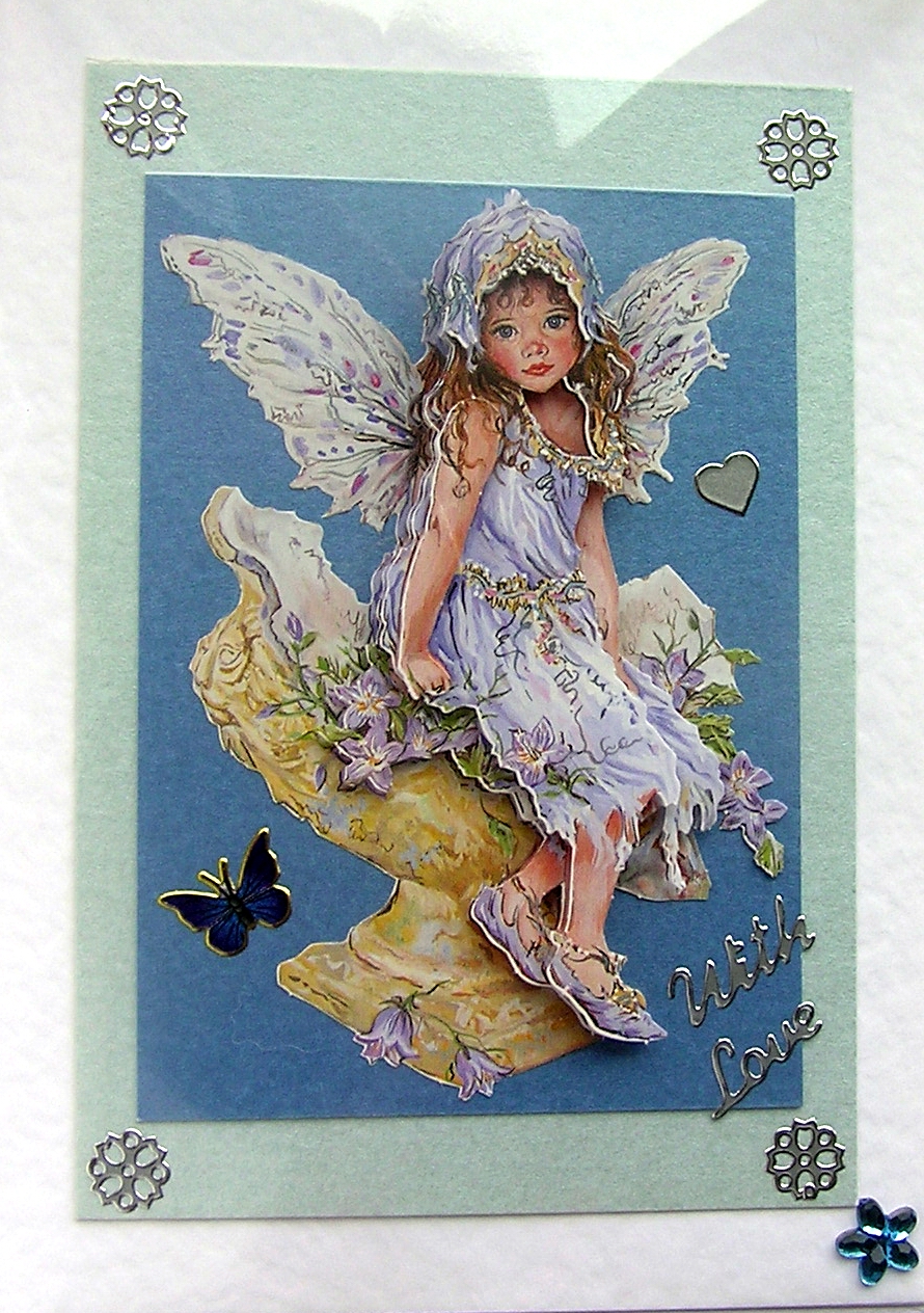 Fairy Hand-Crafted 3D Decoupage Card - With Love (1457)