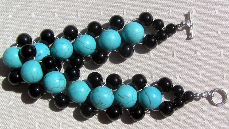 Turquoise & Black Onyx Gemstone Bracelet