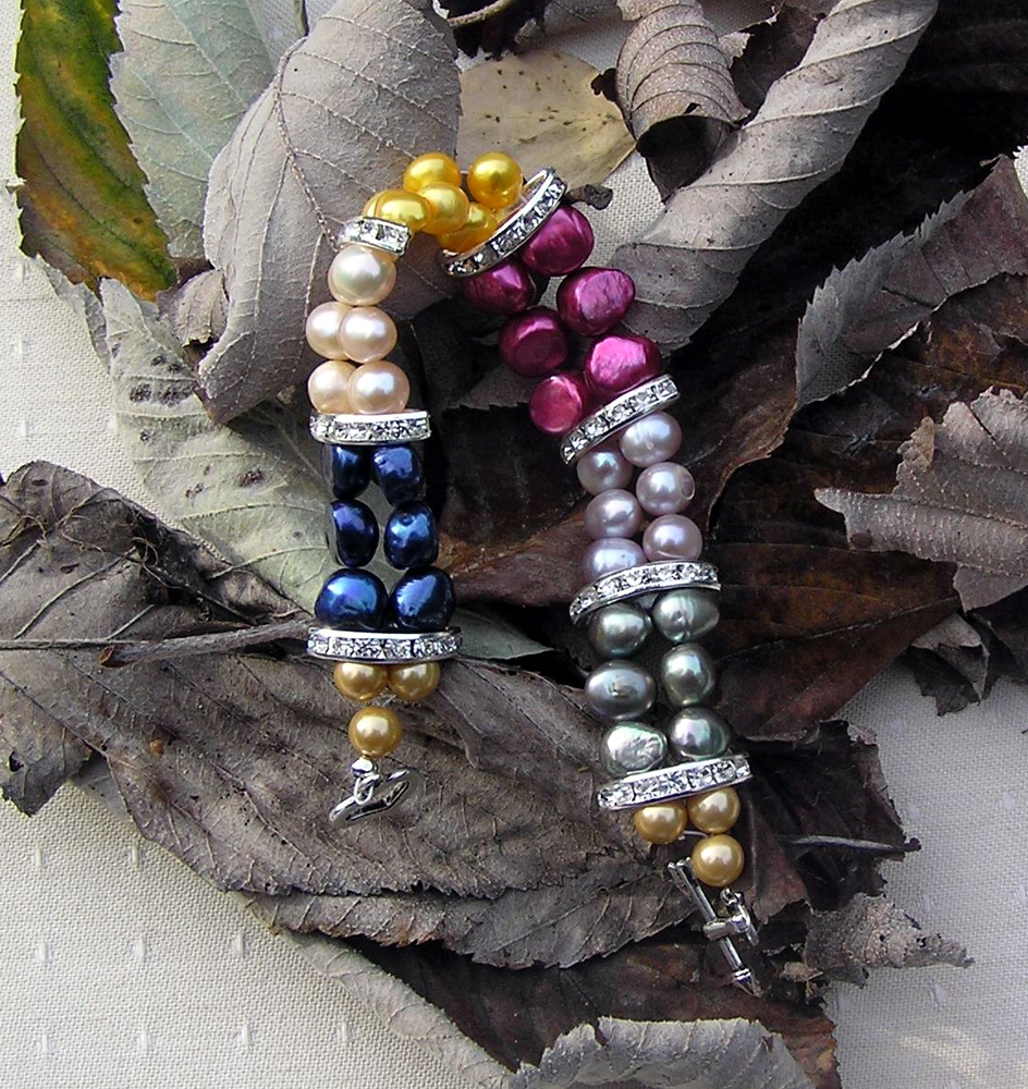Multi Coloured Freshwater Pearl Bracelet - "Party Glitz"